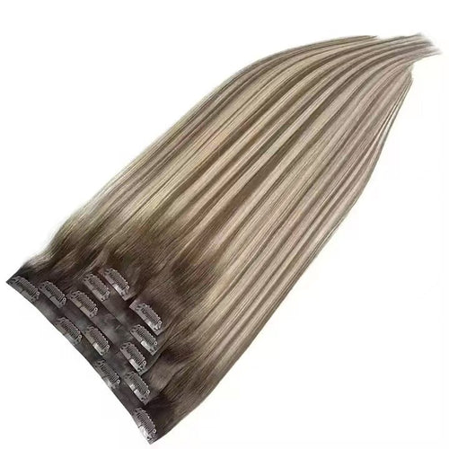 Remy Human Hair Faded Straight Top Clip in Hair Extensions (Clip in PU Weft)