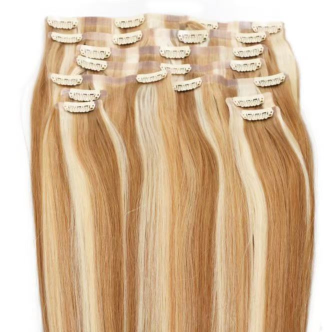 Remy Human Hair Gradient Straight Top Clip in Hair Extensions (Clip in PU Weft)