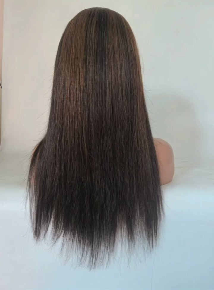 Load video: Wedoo-Remy-Human-Hair-Cosplay-Hair-Extensions-Drak-Brown-Straight-Wig-Display-2